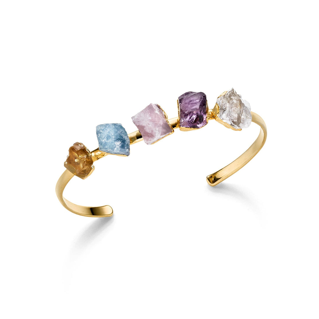 Brazalete de piedra natural, chapado en oro de 18 quilates