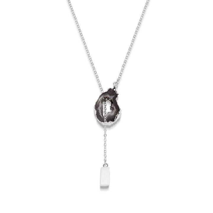 Collier Achat und Selenit, 925er Versilberung