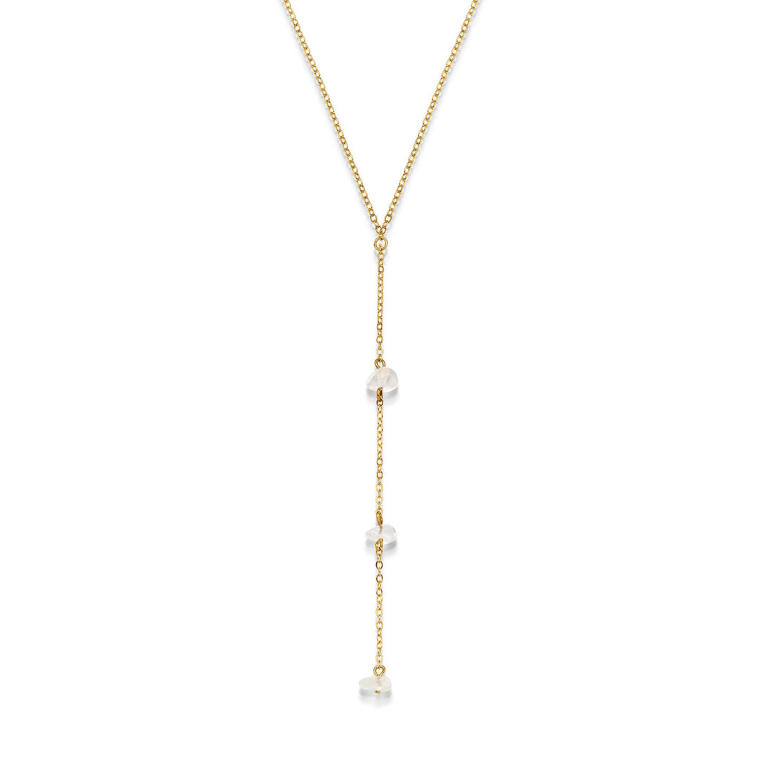 Collier 3 Kristallsteine, vergoldet 18K