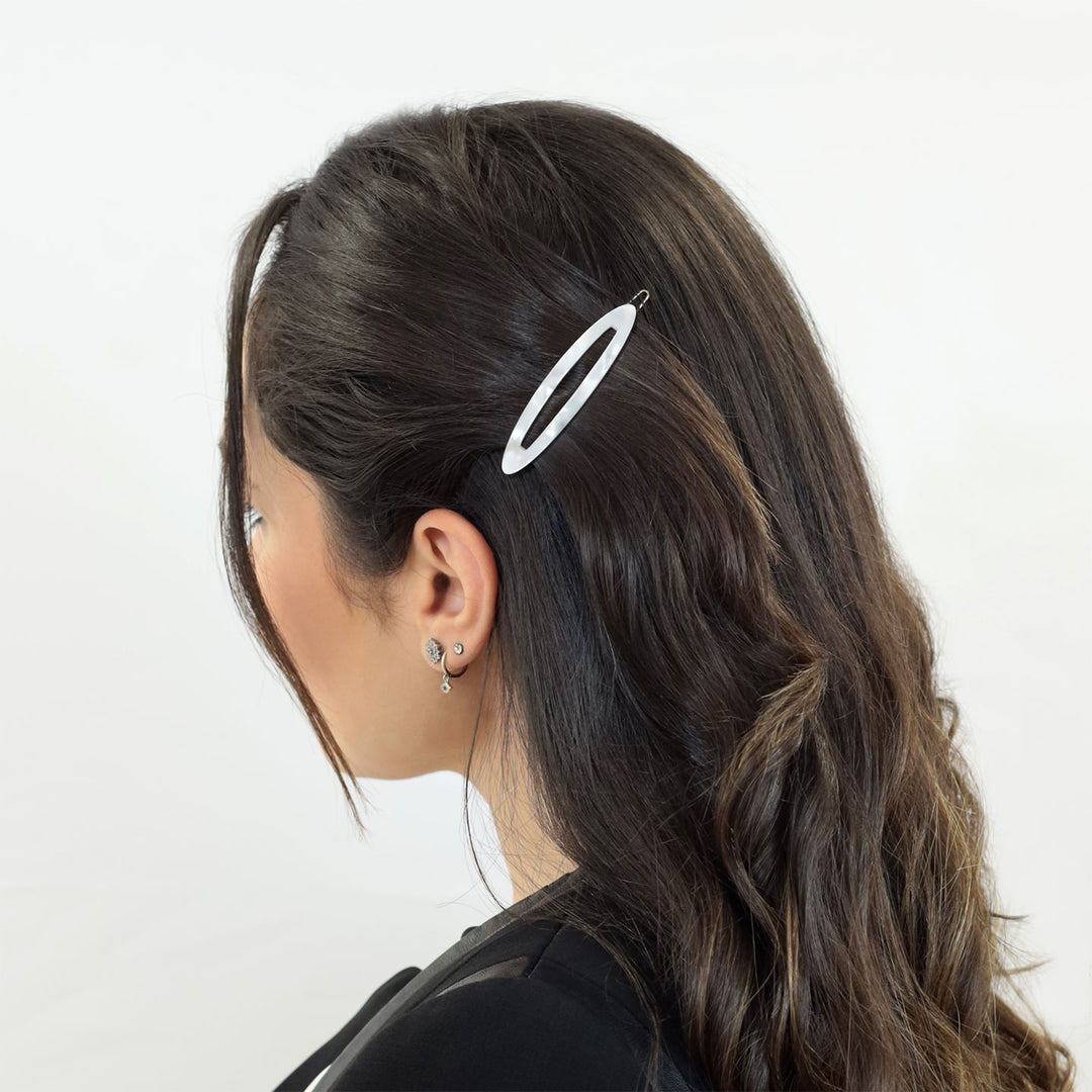 Frisur mit mittelgroßen, elliptischen Haarclip Florenz mit Aussparung