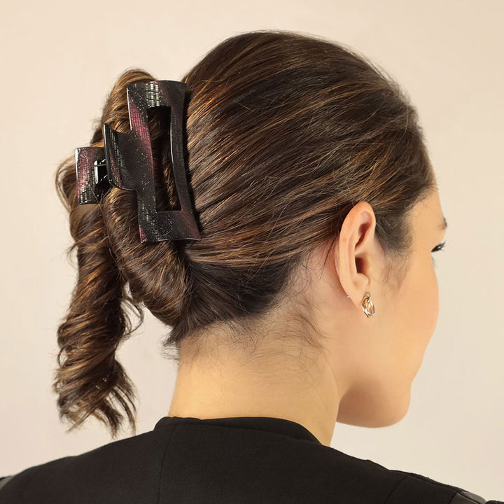 Frisur mit großer, rechteckiger Haarklammer Tokio mit Aussparung
