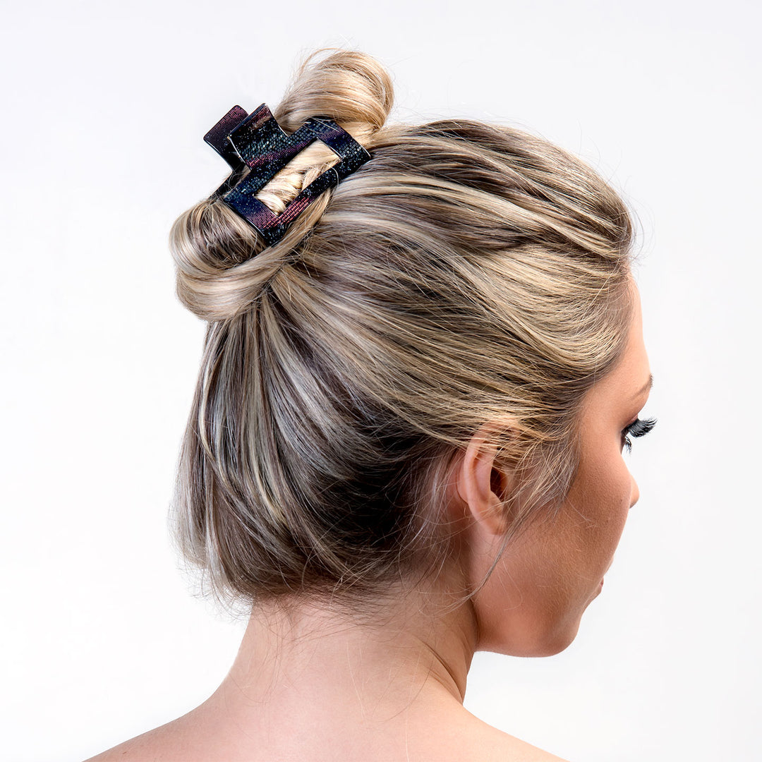 Hochsteckfrisur mit mittelgroßer, rechteckiger Haarklammer Tokio mit Aussparung