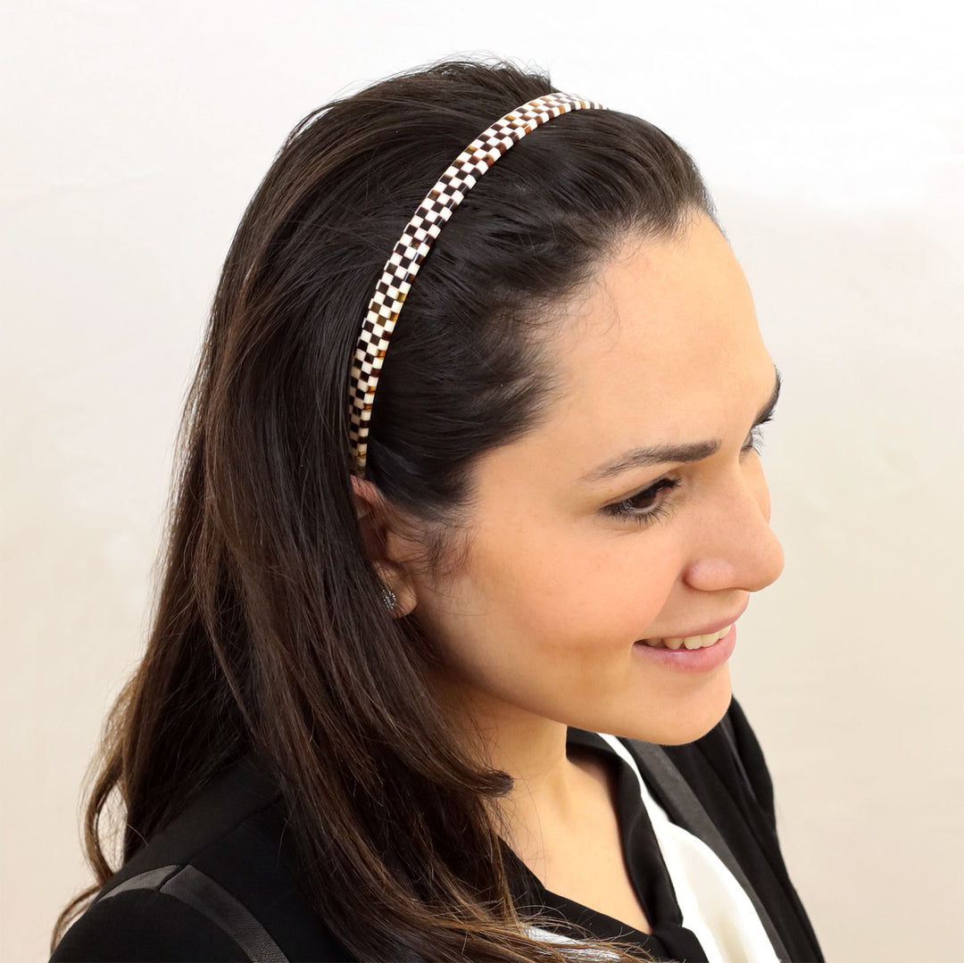 Frisur mit schmalen, braun-beigen Haarreif Lissabon