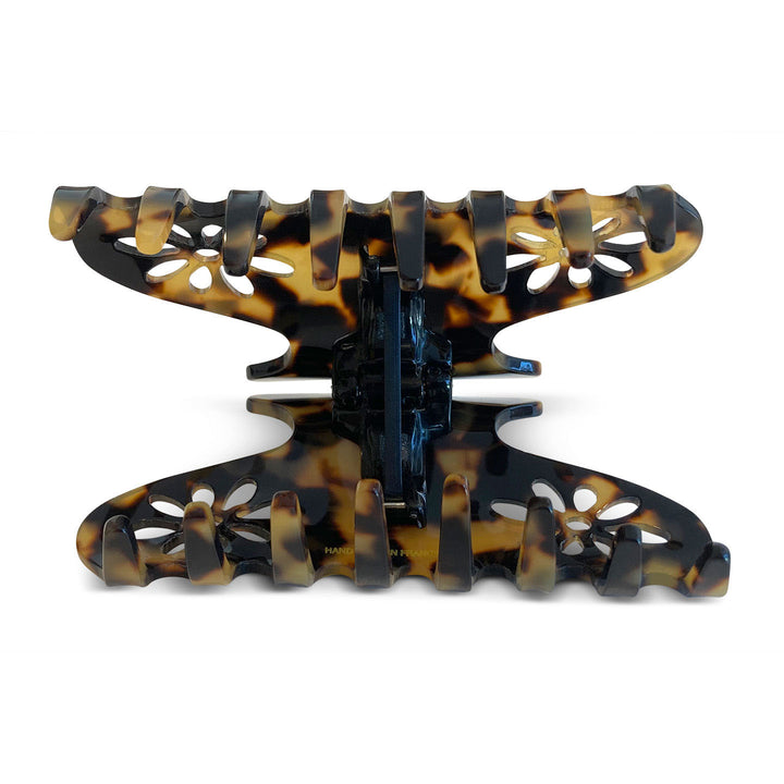 Paris Haarklammer groß, patentierter Gummizug, Blumen Design mit Strass