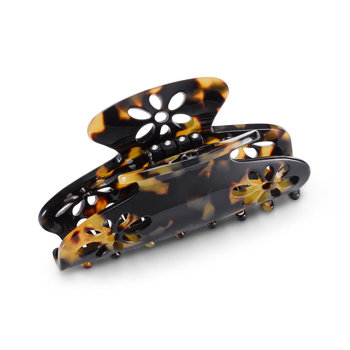 Paris Haarklammer groß, patentierter Gummizug, Blumen Design mit Strass