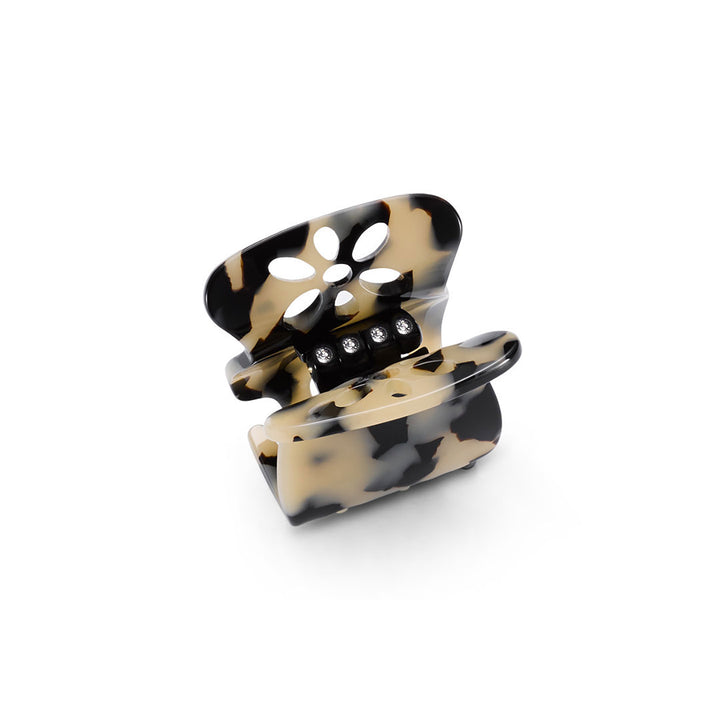 Lausanne Haarklammer mittelgroß, patentierter Gummizug, Blumen Design mit Strass