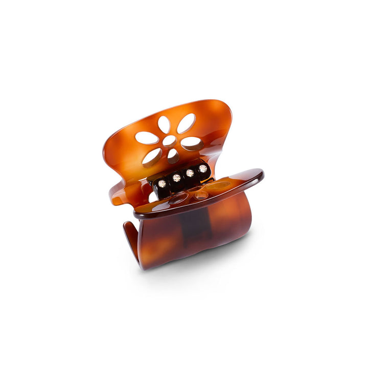 Madrid Haarklammer mittelgroß, patentierter Gummizug, Blumen Design mit Strass