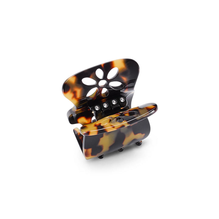 Paris Haarklammer mittelgroß, patentierter Gummizug, Blumen Design mit Strass