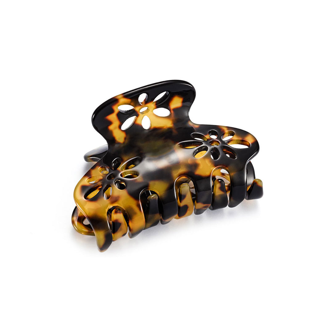 Paris Haarklammer mittelgroß, patentierter Gummizug, Blumen Design mit Strass