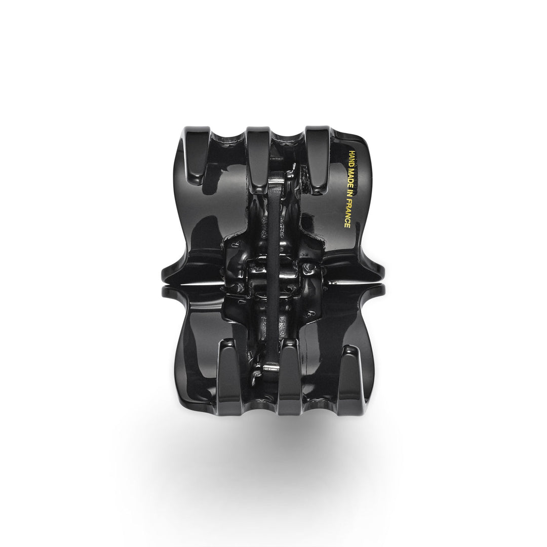 London Haarklammer mittelgroß, schwarz, patentierter Gummizug, Blumen Design mit Strass