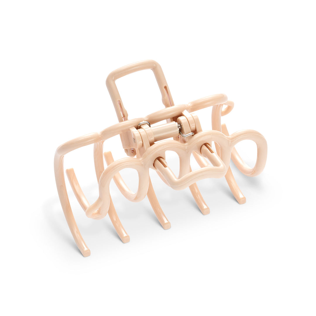 Nude-farbene Haarklammer – Seitenansicht mit patentierter Bügeltechnik