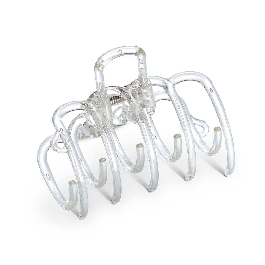 Große transparente Haarklammer – Setenil mit minimalistischem Design auf weißem Hintergrund