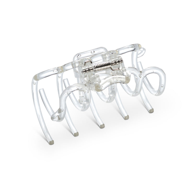 Haarklammer  in Transparent – Seitenansicht mit patentierter Bügelfunktion