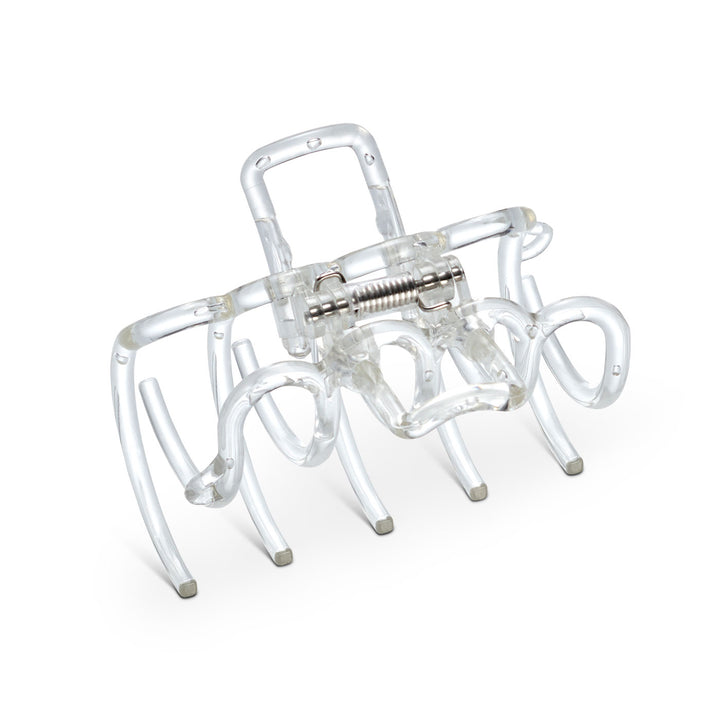 Detail der transparenten Haarklammer – elastische Zähne und klare Oberfläche aus hochwertigem Polyamid