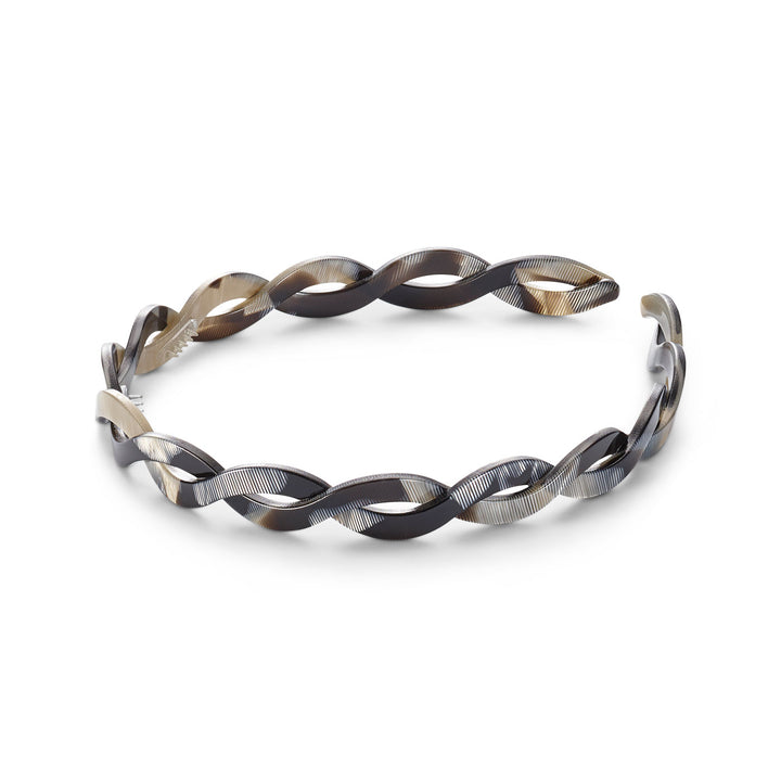 Haarreif Bologna, schmal und geflochten in Schwarz-Silber – stilvolles Accessoire