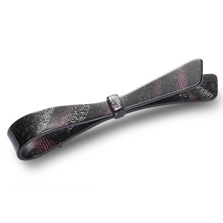 Haarspange Tokio, groß, mit Schleife in Schwarz, Violett und Silber – Eleganter Haarschmuck aus biologischer Baumwolle