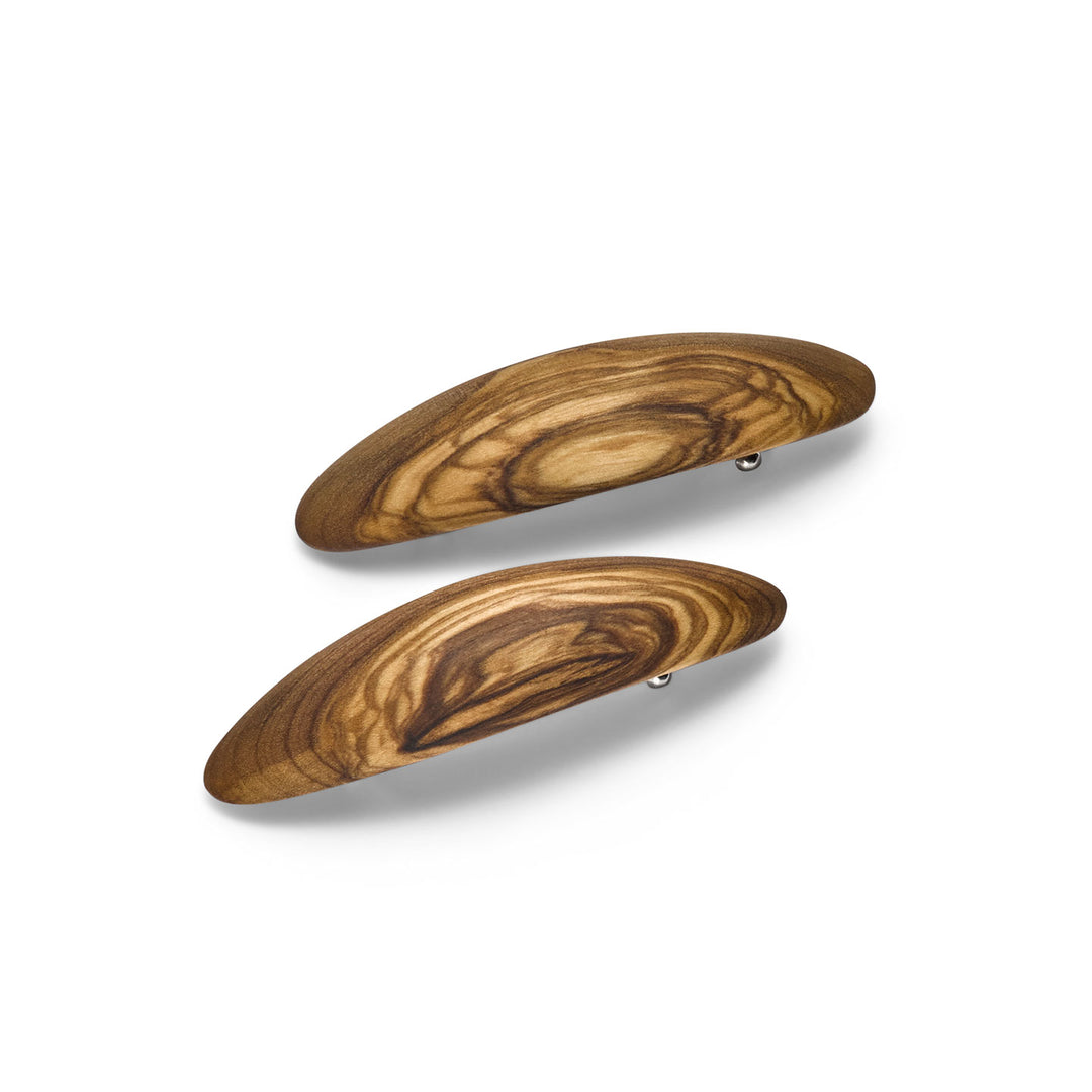 Paar Piccolo Haarspangen klein, Olivenholz