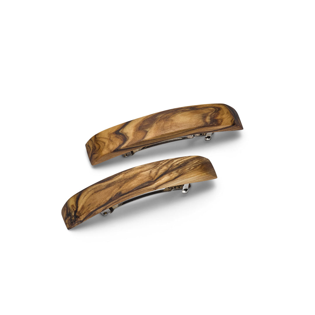 Paar Rettangolo Haarspangen klein, Olivenholz