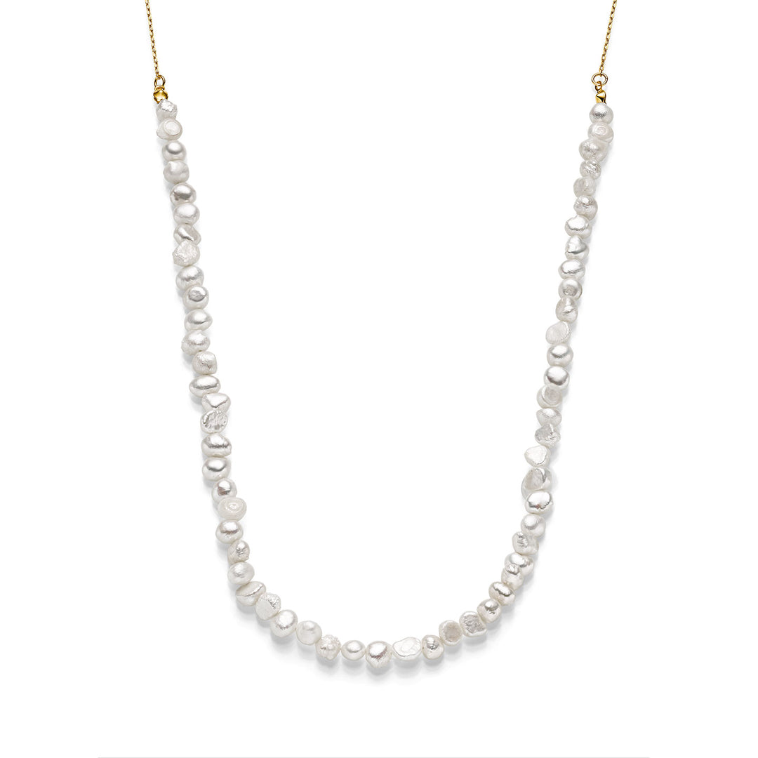 Collar perlas, chapado en oro 18K