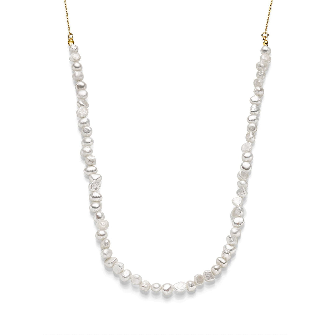 Collar perlas, chapado en oro 18K