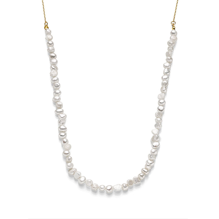 Collar perlas, chapado en oro 18K