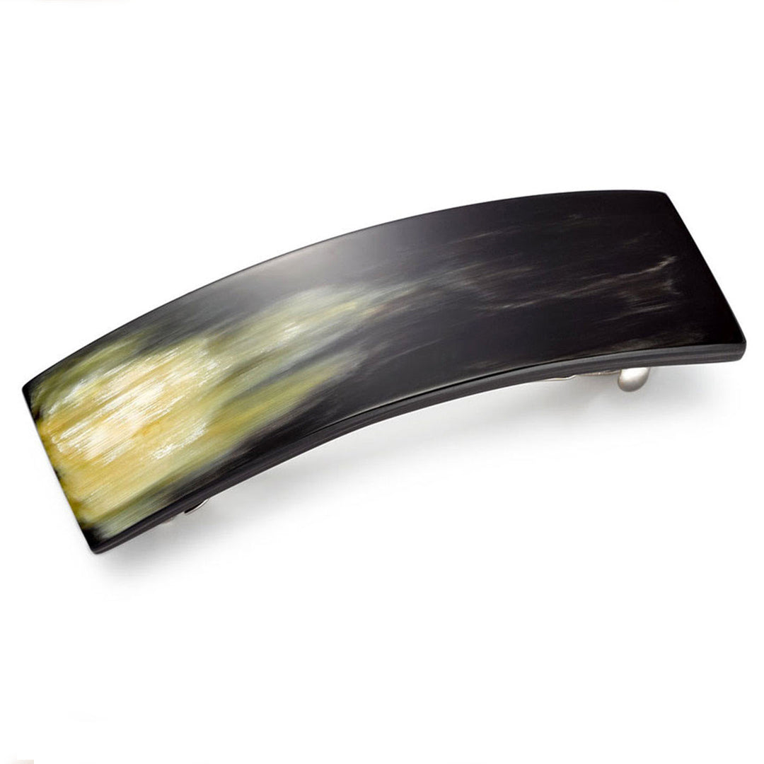 Barrette de taille moyenne en corne foncée, rectangulaire