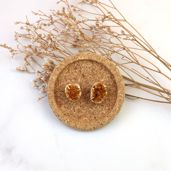 Orecchini a drugo di citrino, placcati oro 18 ct.