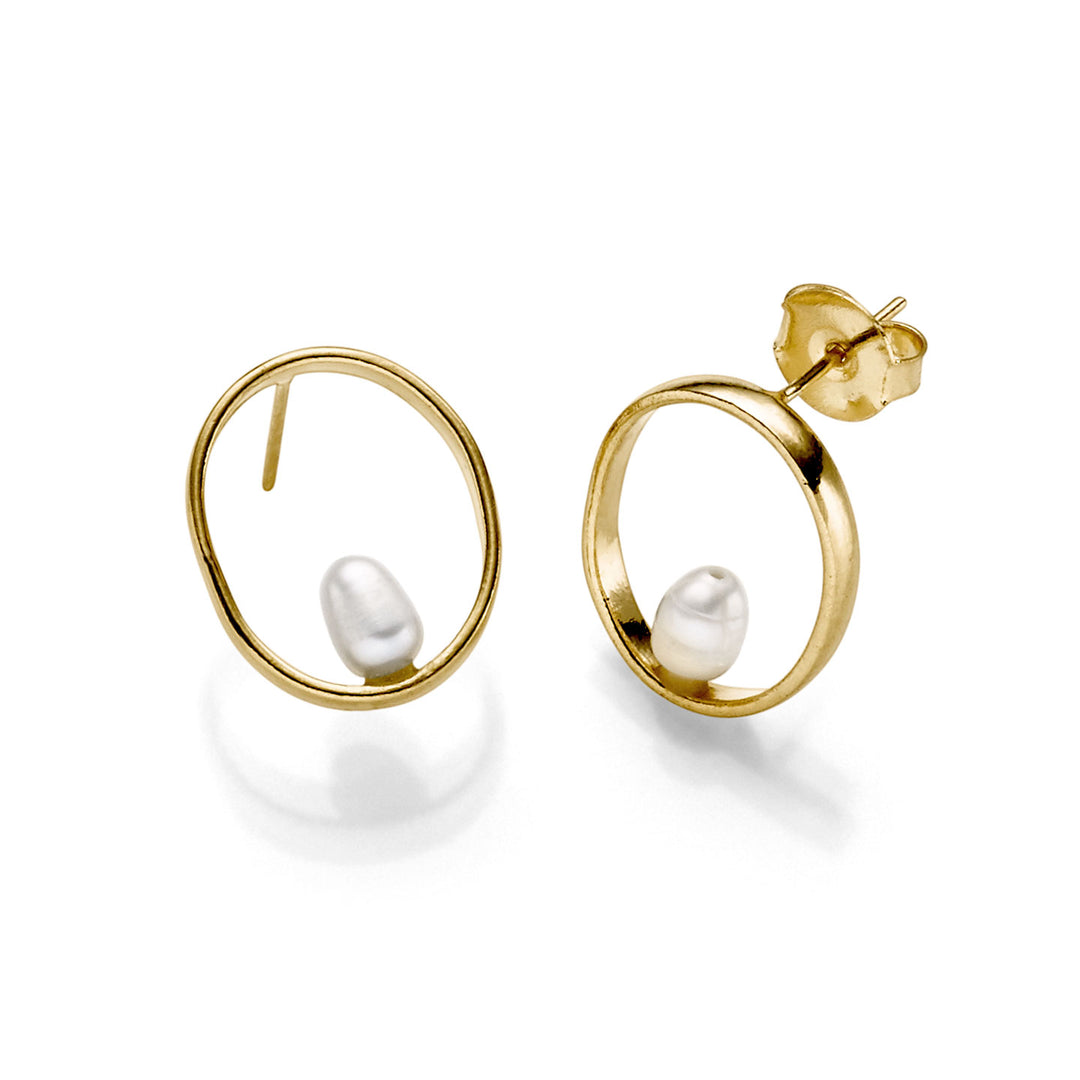 Ohrring mit Perle, vergoldet 18k.