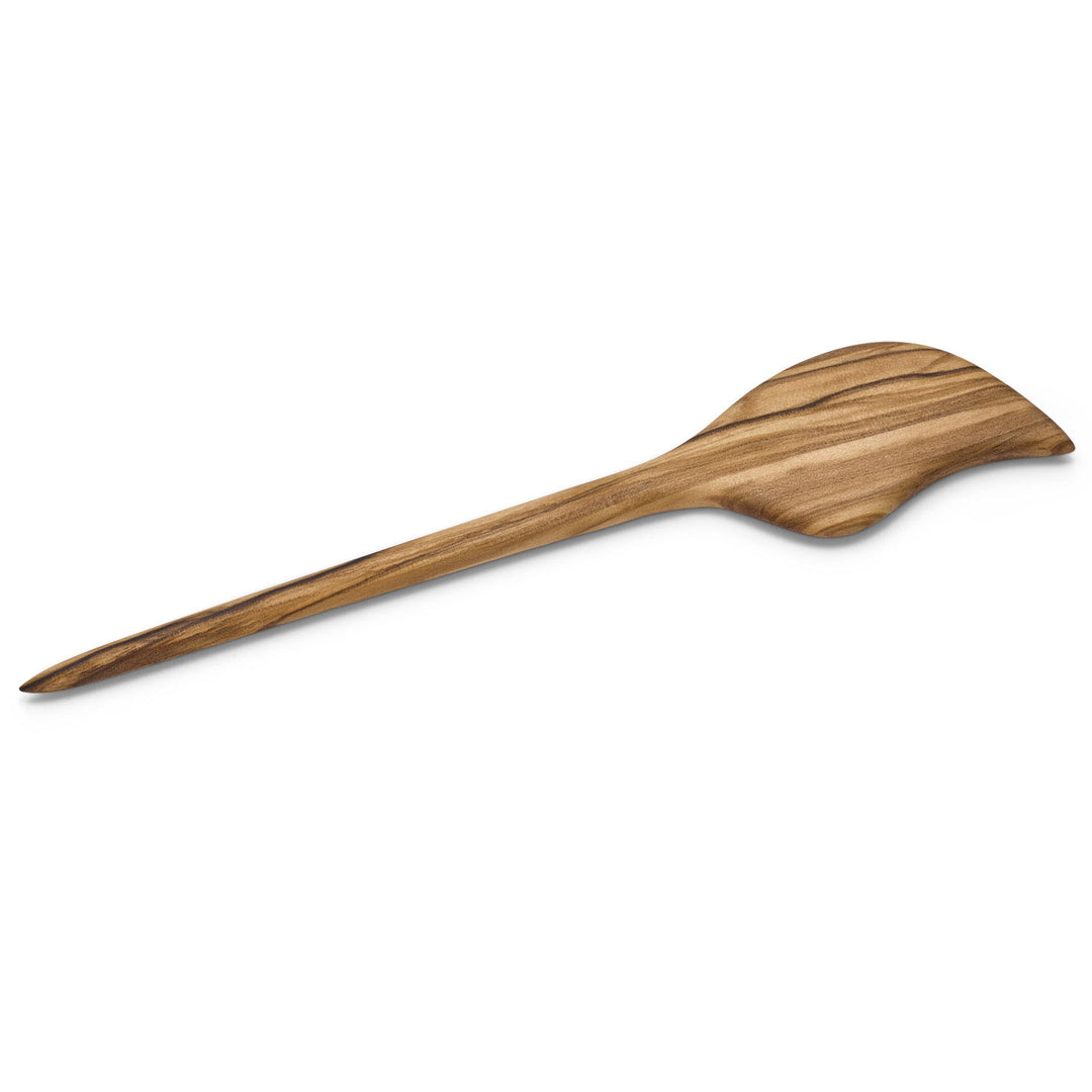 Haarnadel Blatt aus Olivenholz mit geradem Körper und blattförmigem, dekorativem Abschluss
