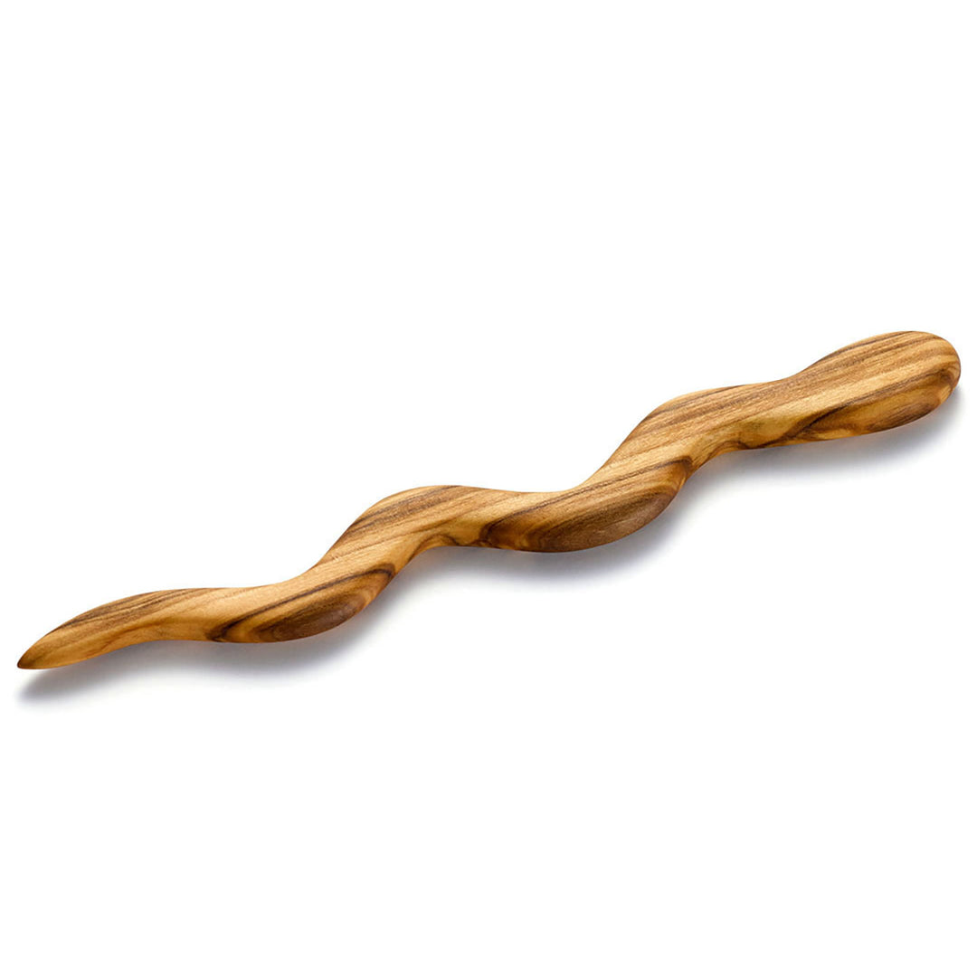 Haarnadel Serpente aus Olivenholz, 18 cm lang, mit einzigartiger Maserung und geschwungenem Design