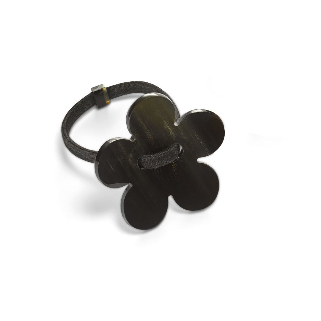 Haargummi, Blumenform, dunklem Horn