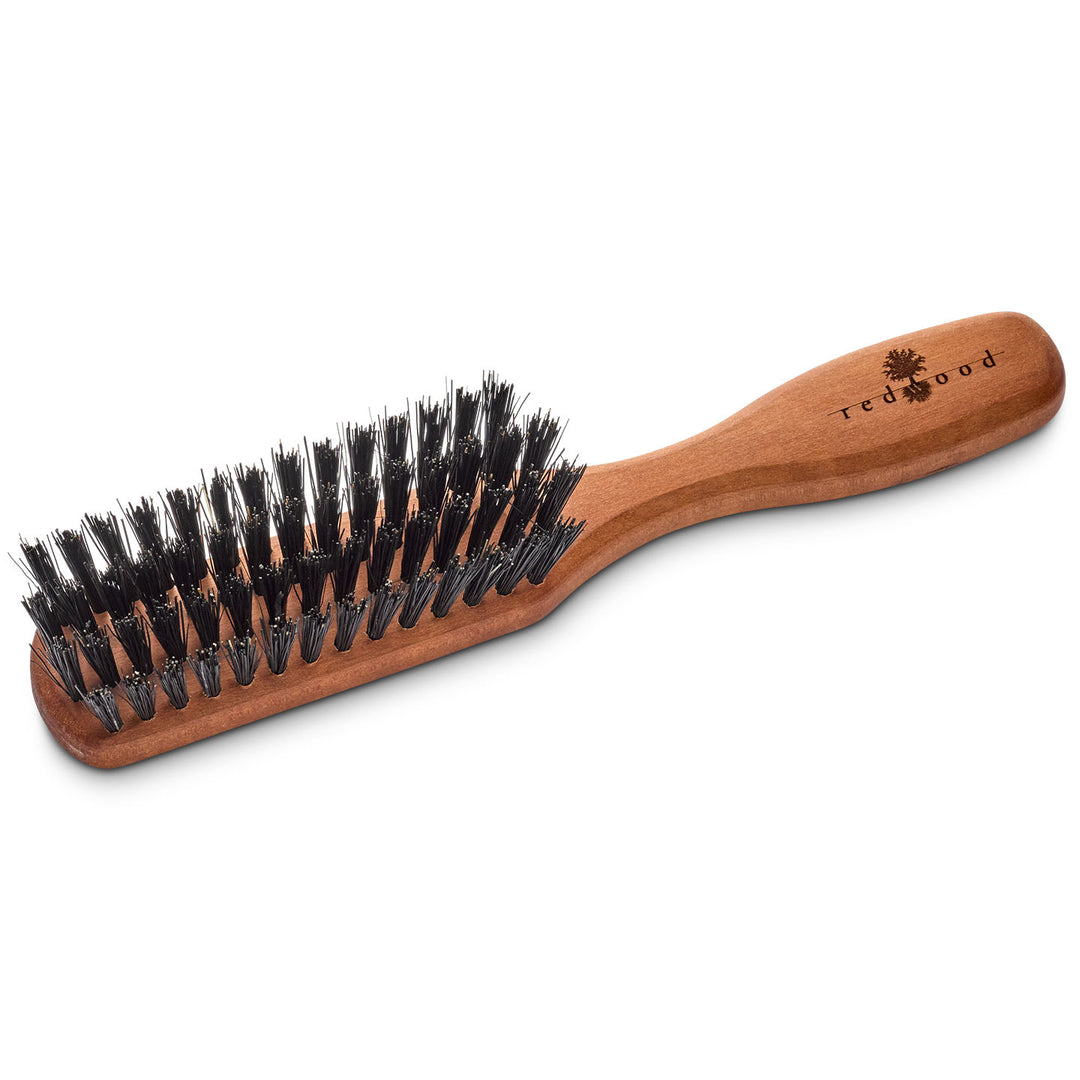 Klassische Taschen-Haarbürste, Birnenholz, für mittellanges bis langes, glattes oder gewelltes Haar