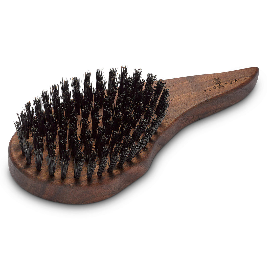Langhaar-Pflegebürste, Tropfenform, Nussholz, für glattes, gewelltes oder lockiges Haar