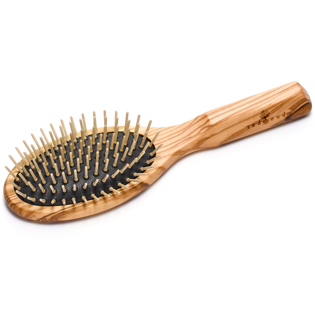 Massagehaarbürste, Olivenholz, für mittellanges bis langes, glattes oder gewelltes Haar, mit intensiver Massagewirkung