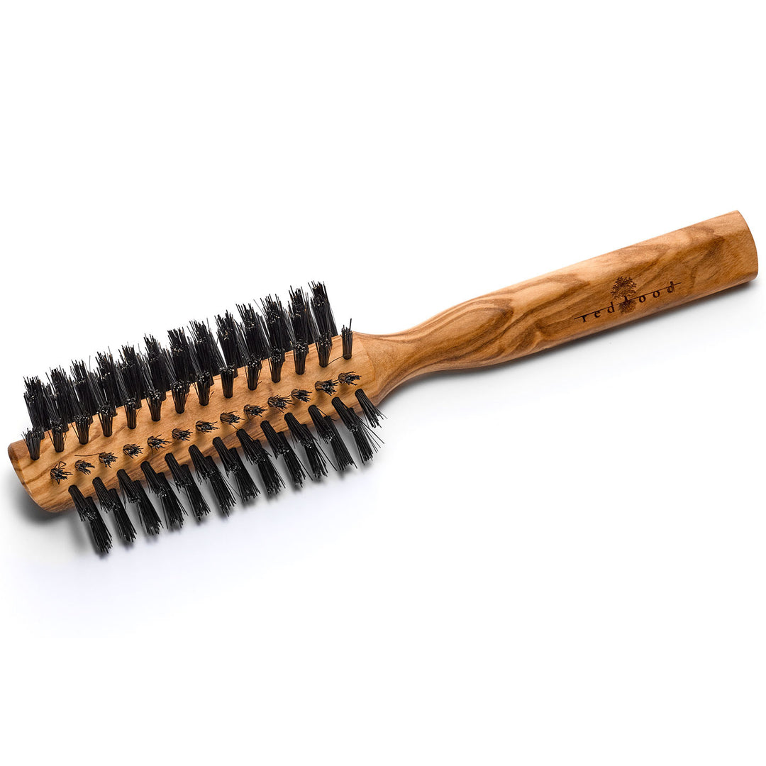 Halbrunde Haarbürste, Olivenholz, für kurz bis langes, glattes oder gewelltes Haar