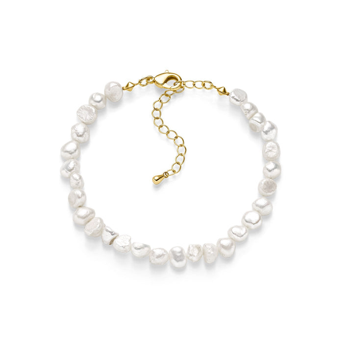 Bracelet de perles, doré à l'or fin en 18K