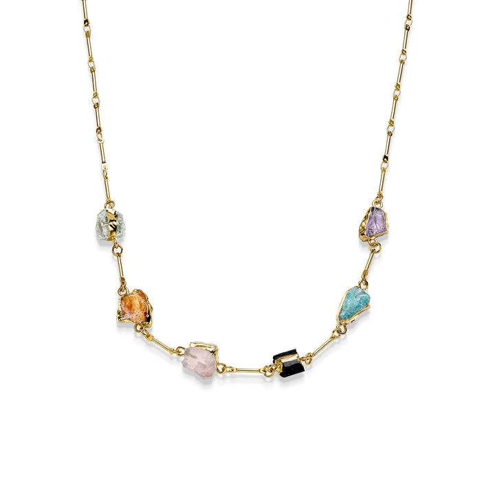 Necklace natural stones, gold-plated 18K