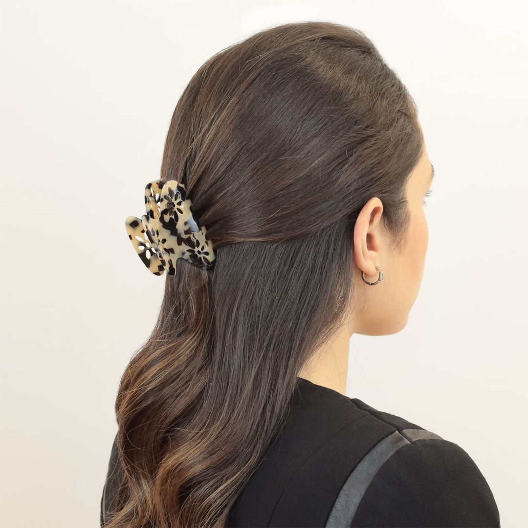 Lausanne Haarklammer mittelgroß, patentierter Gummizug, Blumen Design