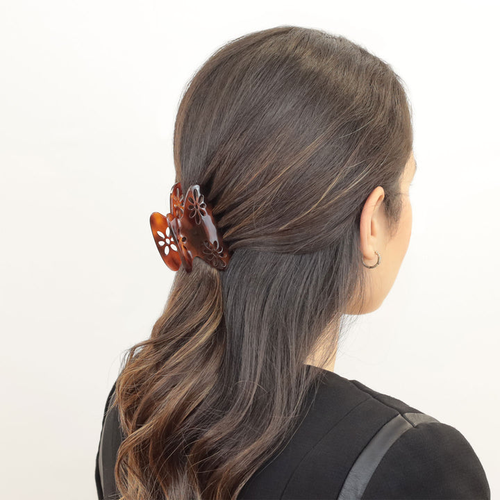 Madrid Haarklammer mittelgroß, patentierter Gummizug, Blumen Design