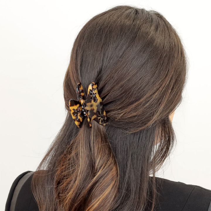 Paris Haarklammer mittelgroß, patentierter Gummizug, Blumen Design mit Strass