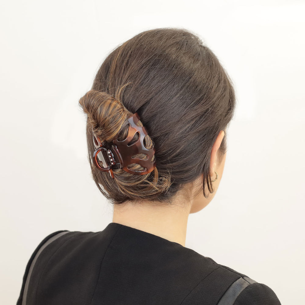 Hochsteckfrisur mit sehr großen Haarklammer Strass Madrid mit patentiertem Gummizug