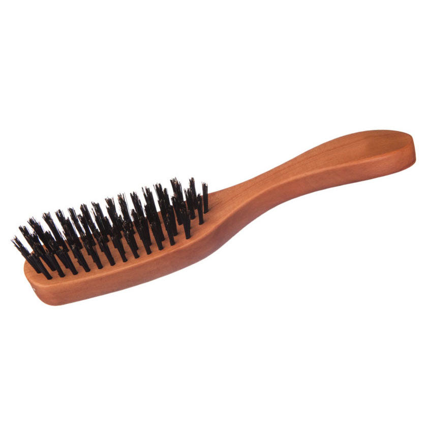 Schmale Langhaar-Pflegebürste, Birnenholz, für glattes, gewelltes, lockiges und dickes Haar, extrem harte Borsten
