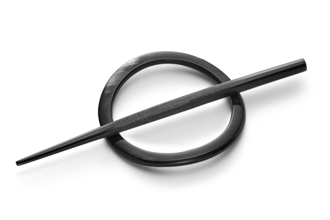 Kreisförmig Haarnadel aus dunklem Horn