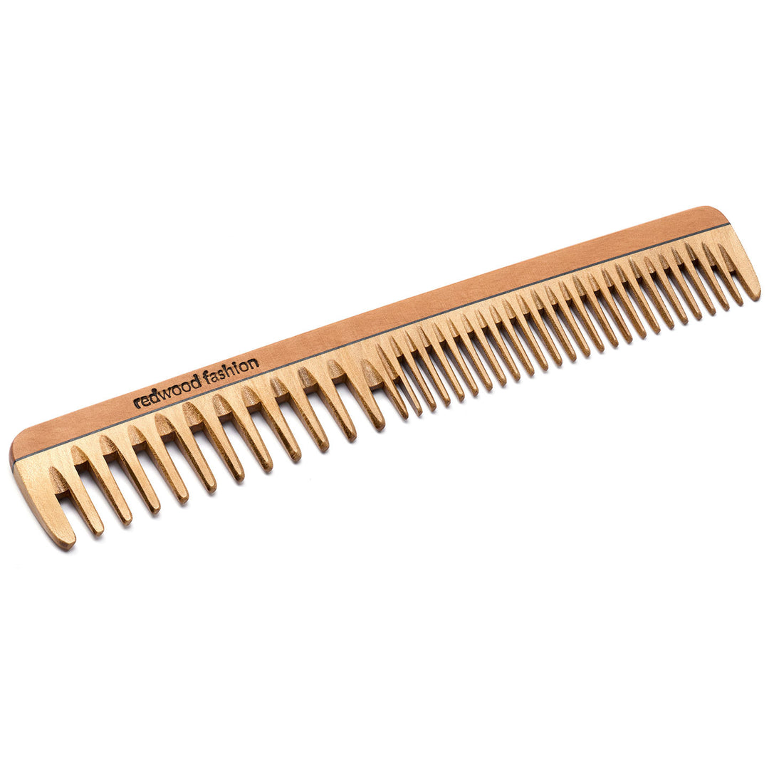 Haarschneidekamm aus Holz, extra dünnes Profil, für mittellanges bis langes, glattes oder gewelltes Haar