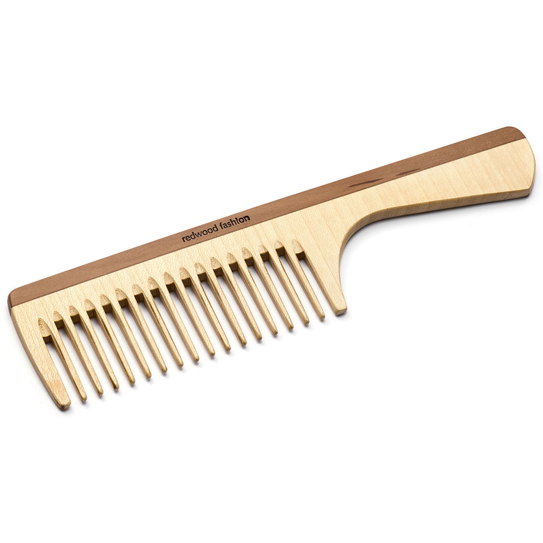 Strähnen-Griffkamm aus Holz für mittellanges bis langes, gewelltes oder lockiges Haar