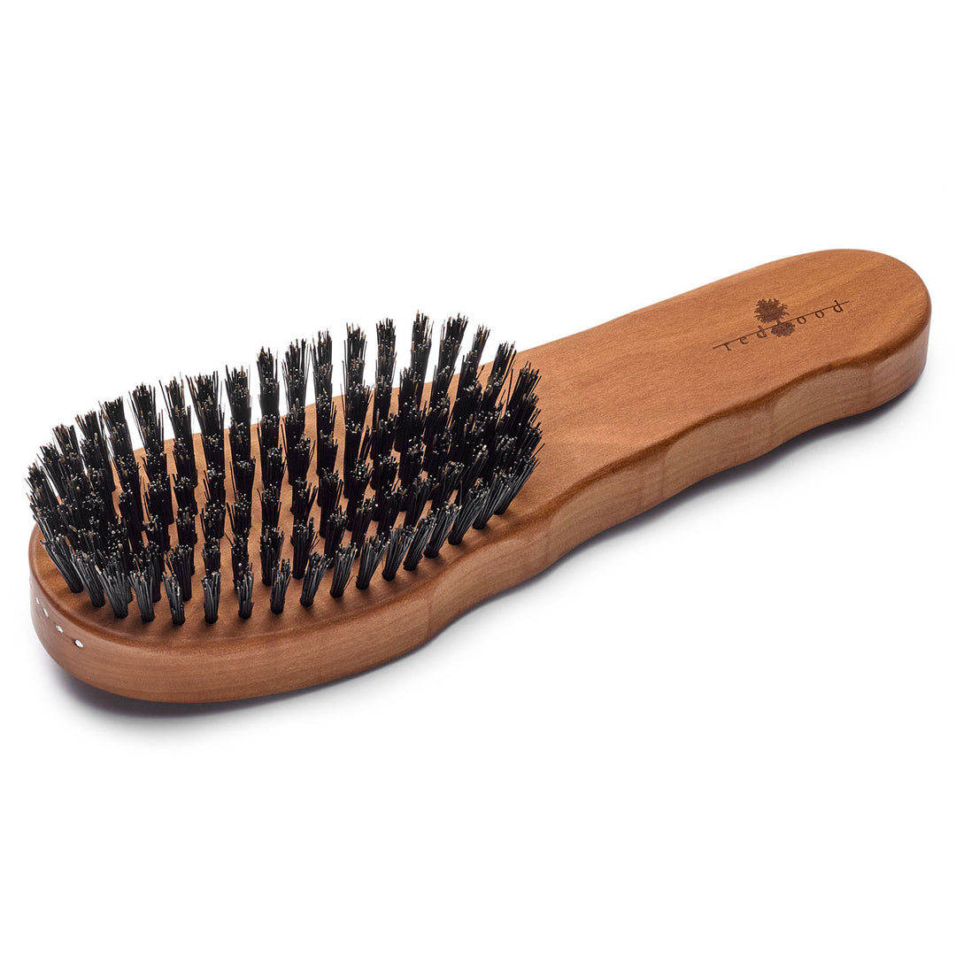 Pflegebürste, ergonomischer Griff, Birnenholz, für glattes, gewelltes, lockiges und dickes Haar, extrem harte Borsten
