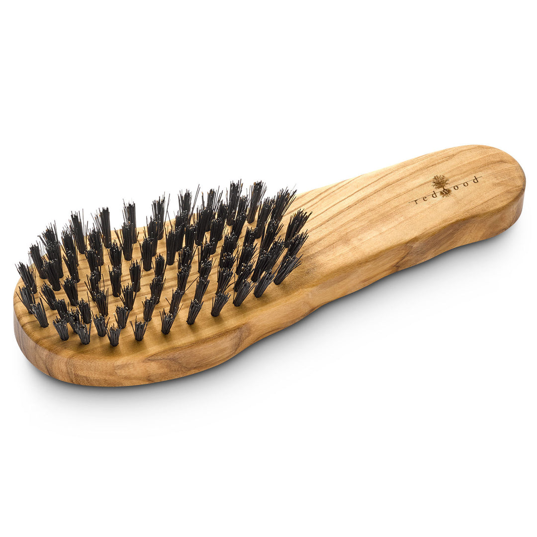 Langhaar-Pflegebürste, ergonomisch, Olivenholz, für glattes, gewelltes oder lockiges Haar
