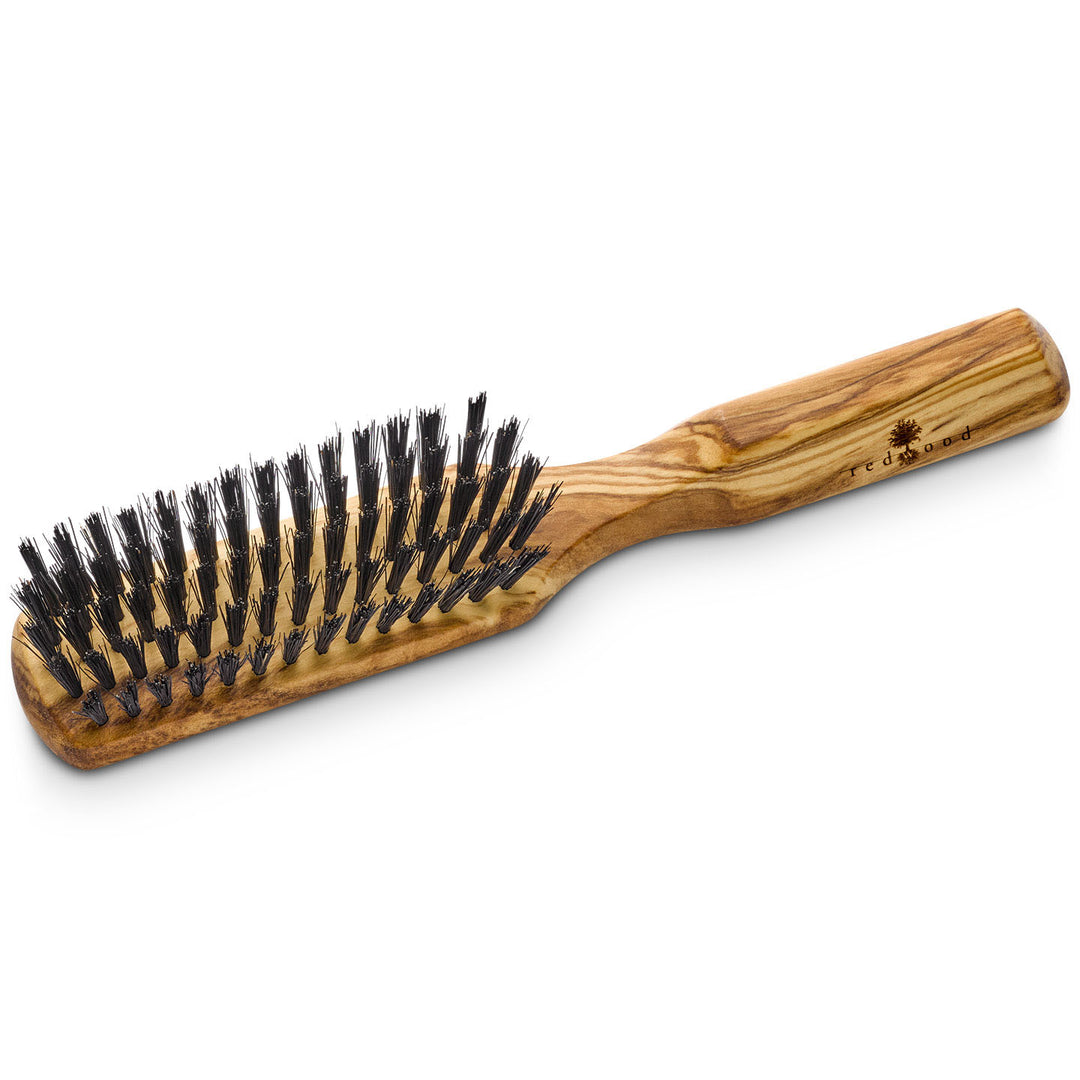 Klassische Haarbürste, Olivenholz, für kurzes bis langes, glattes oder gewelltes Haar