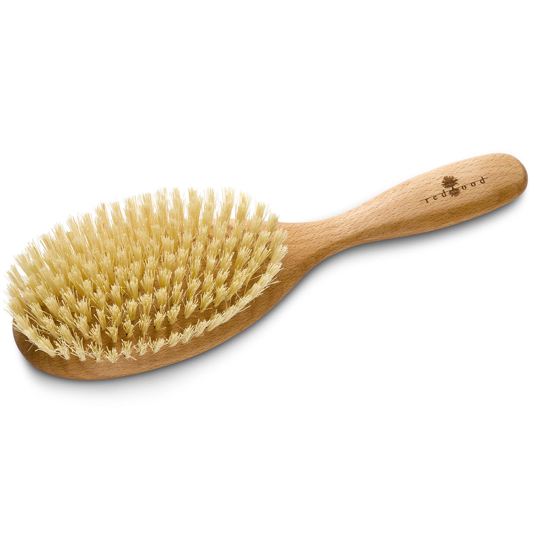 Vegane, klassische Haarbürste, Buchenholz, für mittellanges bis langes, glattes oder gewelltes Haar, mit intensiver Massagewirkung