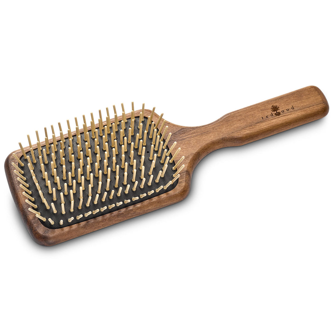 Massagehaarbürste, Paddle-Brush, Nussholz, für mittellanges bis langes, glattes oder gewelltes Haar, mit intensiver Massagewirkung